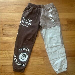 PacSun Brown and Cream Graphic Sweatpants